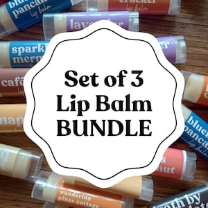 Natural Vegan Lip Balm Variety Pack: Choose 3 Flavors