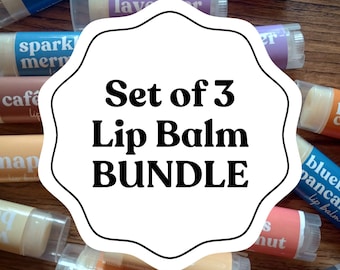 Natural Vegan Lip Balm Variety Pack: Choose 3 Flavors