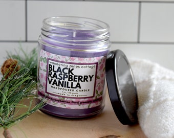 Scented Candle, Black Raspberry Vanilla Candle, Fruity scent, Home fragrance, Home decor