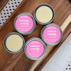 Cotton Candy Solid Lotion Bar in a Tin, Balm for dry skin, easy travel lotion
