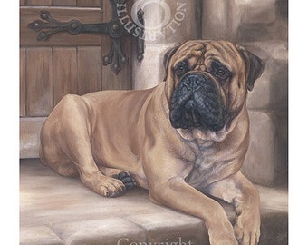 BULLMASTIFF limited edition fine art dog print 'The Guardian'