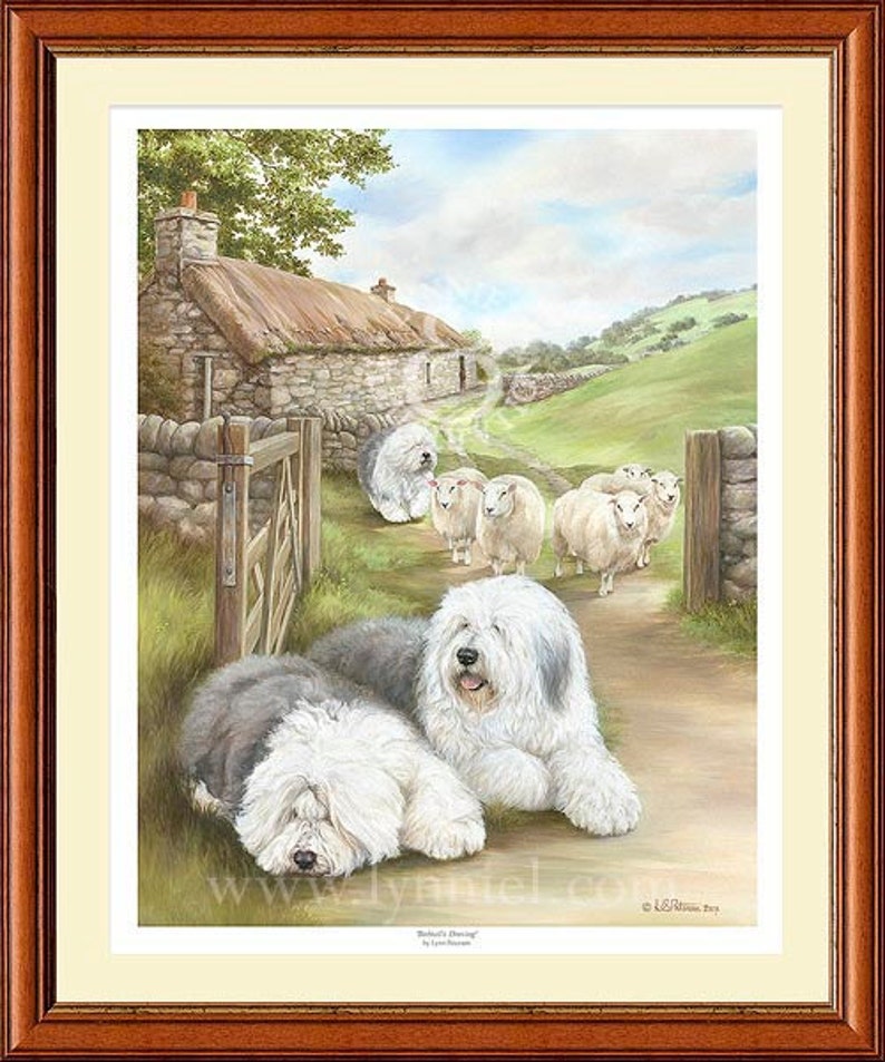 OLD ENGLISH SHEEPDOG limitierte Fine Art Hund drucken Bobtail Viehtreiber Bild 1