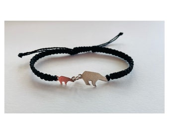 Polar bear with cub macrame bracelet