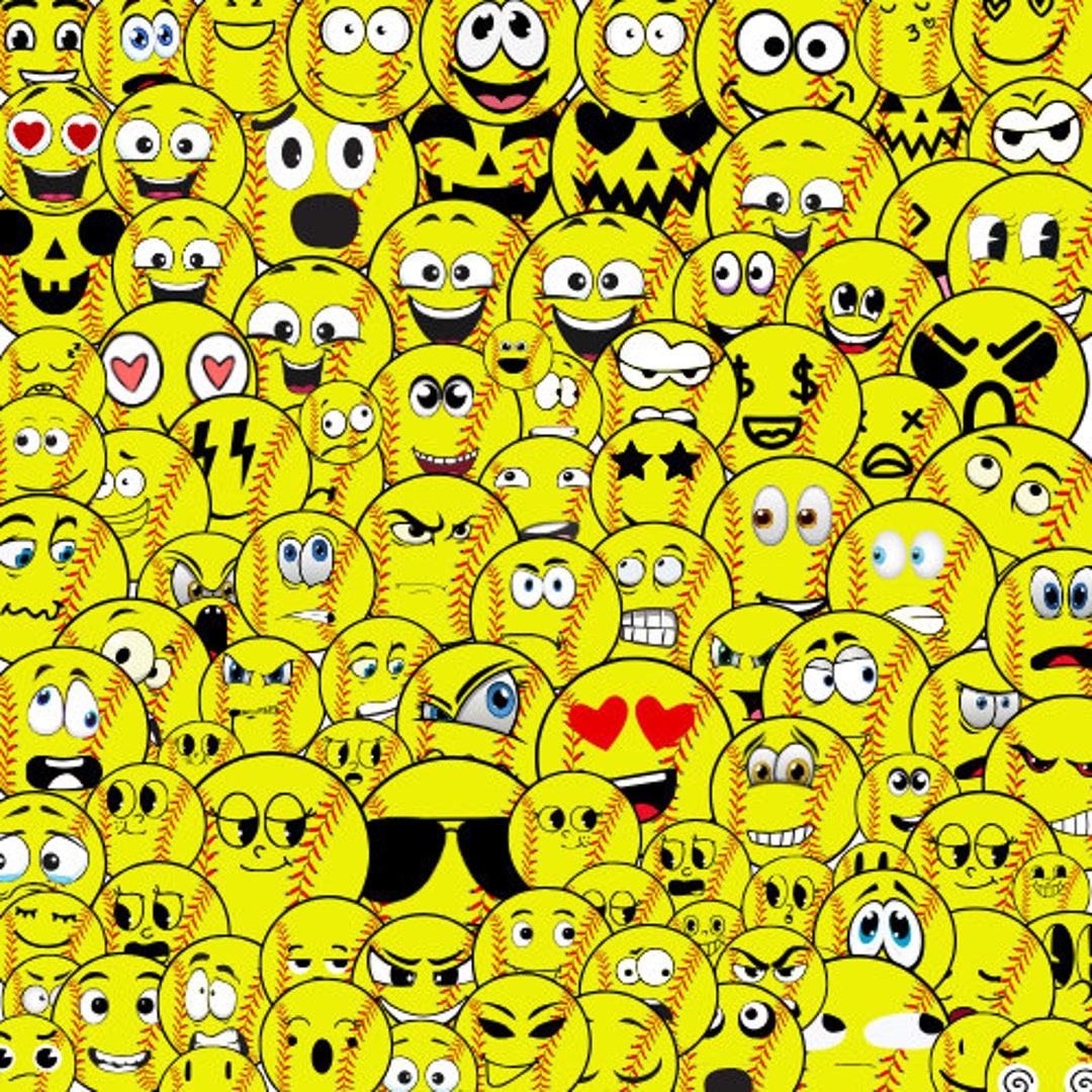 Softball Emojis 250 Emojis Softball Designs Digital Etsy