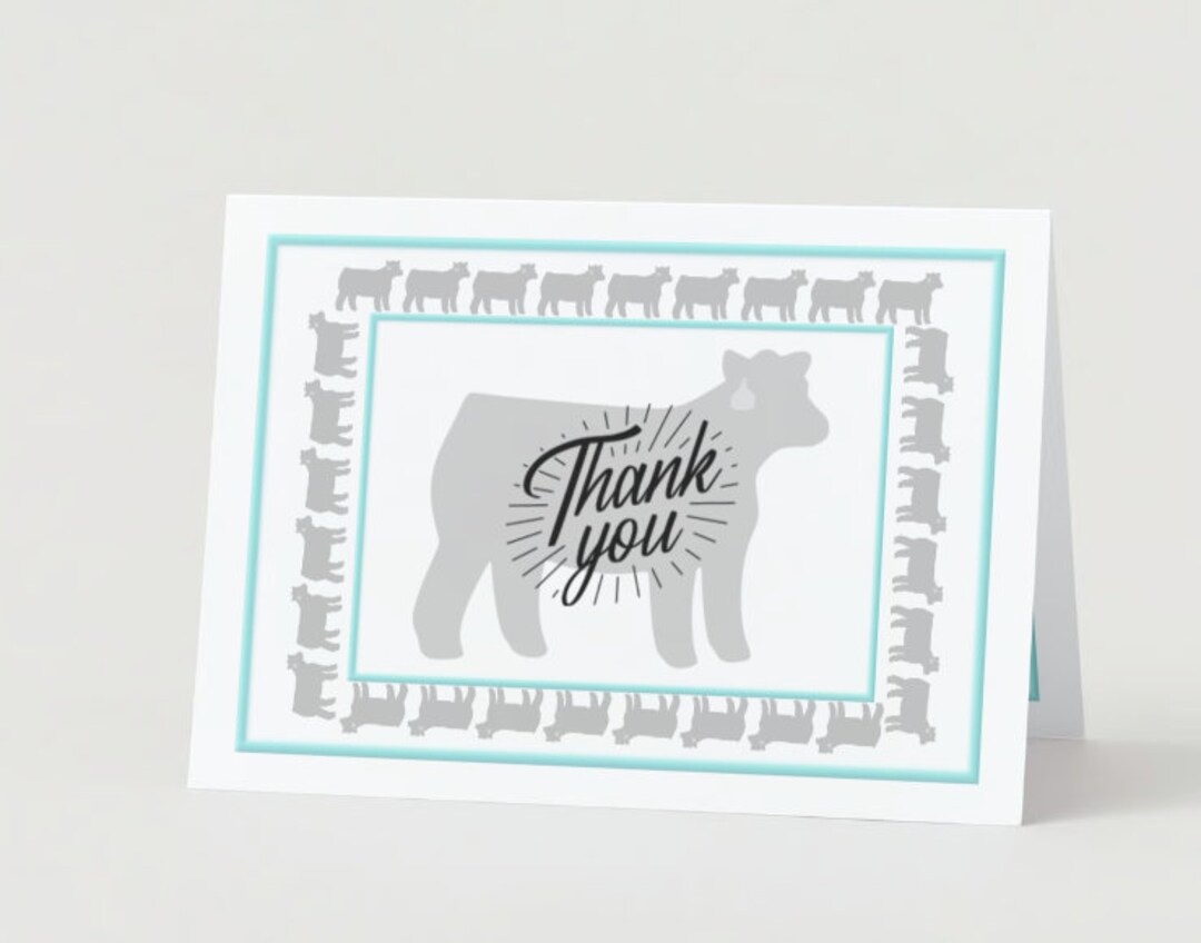 Printable Livestock Show Thank You Card | PDF | Foldable Thank You Card ...