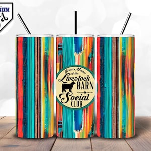 Membro orgulhoso do Livestock Barn Social Club | Embalagem para copo de gado Show Cow | Embalagem para copo fino | 20 oz. + 30 oz. | Formato PNG |