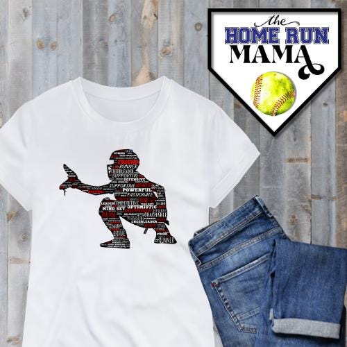 Catcher's Essence Word Cloud - Silhouetted Pride Design - Instant Download | A Catcher Is | PNG | Baseball Softball Catcher | Catchers Shirt
