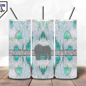 Acid Wash Cowhide Show Cow Glitter Tumbler Design | Tumbler Wrap | Instant Download | PNG | Livestock Show | 20oz + 30oz Sizes Included