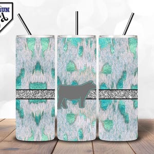 Acid Wash Cowhide Show Cow Glitter Tumbler Design | Tumbler Wrap | Instant Download | PNG | Livestock Show | 12 15 20 30 oz Sizes Included