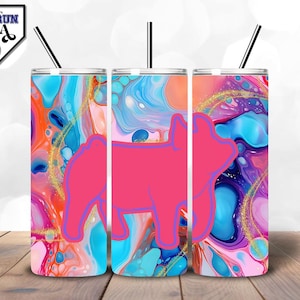 Neon Show Pig Tumbler Wrap – Marble Glitter Show Pig Silhouette | Stock Show Week Design | Stock Show Exhibitor | In My Stock Show Era | PNG