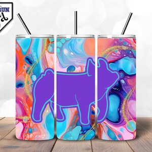 Livestock Exhibitor Tumbler Wrap – Marble Glitter Show Pig Silhouette | Stock Show Week Design | Stock Show Exhibitor | In My Stock Show Era