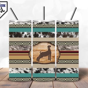 Livestock Exhibitor Tumbler Wrap PNG | Aztec & Cowhide Show Goat Design | Stock Show Tumbler Design | Show Goat | Stock Show Week Exhibitor