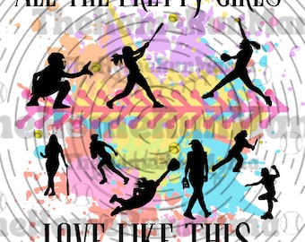 Softball Players PNG | All The Pretty Girls Love Like This | Softball Player Silhouettes