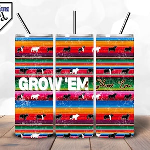 Swine Breed Tumbler Wrap | 20oz & 30oz Skinny Tumbler Design | Distressed Serape with Show Pigs | Livestock Exhibitor | Show Week Tumbler |