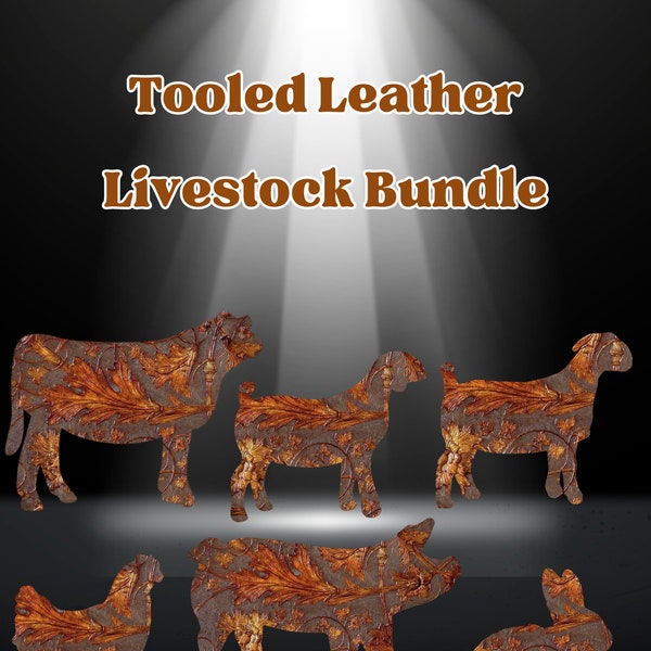 Tooled Leather Livestock Bundle --- Digital PNG Download