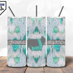Acid Wash Cowhide Show Swine Glitter Tumbler Design | Tumbler Wrap | Instant Download | PNG | Livestock Show | 20oz + 30oz Sizes Included