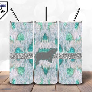 Acid Wash Cowhide Show Duroc Glitter Tumbler Design | Tumbler Wrap | Instant Download | PNG | Livestock Show 20oz + 30oz Sizes Included