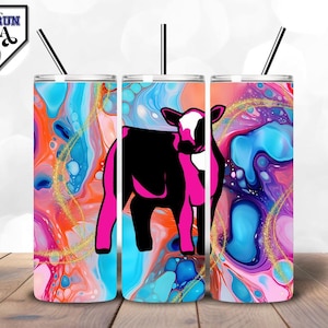 Livestock Exhibitor Tumbler Wrap – Marble Glitter Show Cow Silhouette | Stock Show Week Design | Stock Show Exhibitor | In My Stock Show Era
