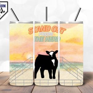 Destaque entre la manada / Envoltorio para vaso de exhibición de ganado / PNG / Ganado de vacas de exhibición / Vaso delgado de 20 y 30 oz / Diseño de sublimación de ganado