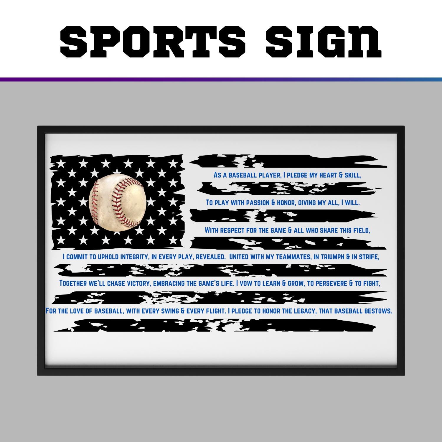 Baseball Pledge | Distressed American Flag Design | Baseball Mantra ...
