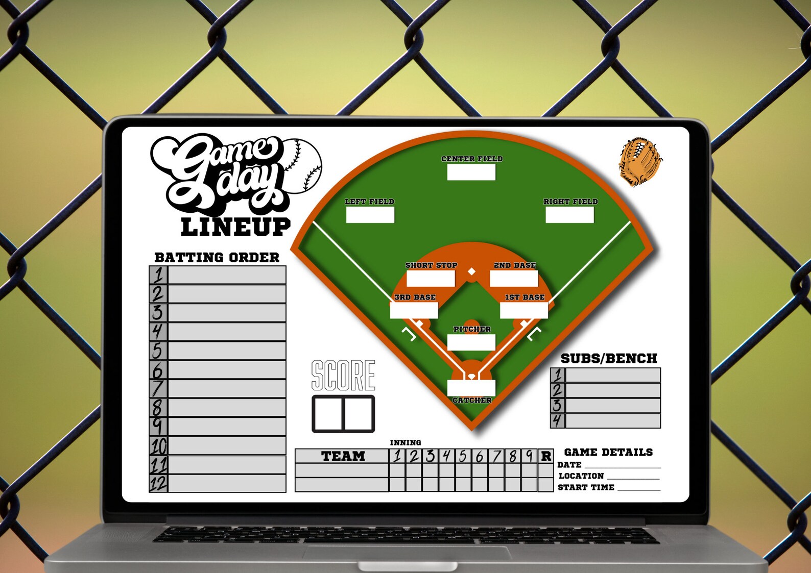 8u Game Day Roster Sheet.pdf Game Day Lineup Sheet for Baseball & Softball Coaches | PDF | Printable ...
