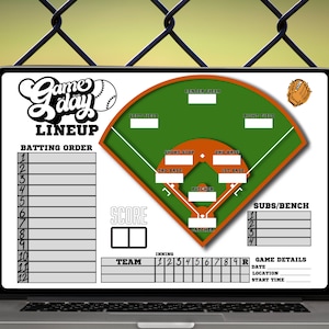 Scheda di formazione per il giorno della partita per allenatori di baseball e softball / PDF / Fogli di formazione per il giorno della partita stampabili / Allenatore di panchina / Accessori per allenatori /