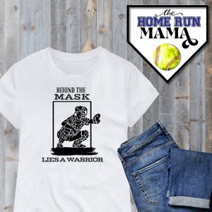 Behind the Mask Warrior - Baseball Catcher Silhouette Digital Design - Instant Download | PNG | Baseball Catcher | Baseball shirt | Hoodie