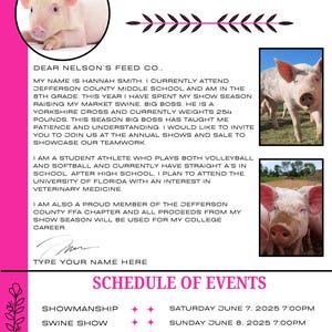 Modelo digital CANVA: Carta do comprador 4-H FFA | (Editável) | Venda de exposição de gado | Expositor de gado | Apreciação do comprador | Reserve a data