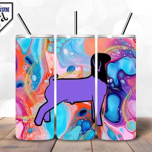 Livestock Exhibitor Tumbler Wrap – Marble Glitter Show Goat Silhouette | Stock Show Week Design | Stock Show Exhibitor  In My Stock Show Era
