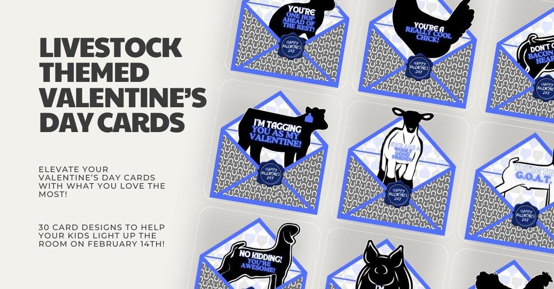 Livestock Themed Valentine's Day Cards - PNG | 30 Designs Included ...