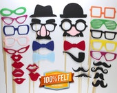 Wedding Photo Props - 30 Piece Felt Premium Wedding Photo Booth Stick Props