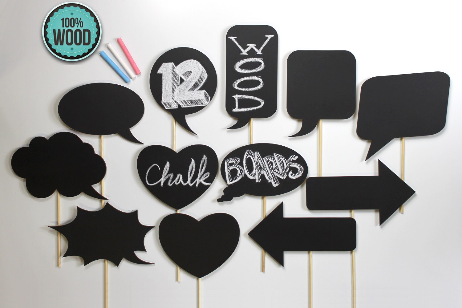 Chalkboard Photo Booth Props 12 Piece ChalkBoard Photo Booth Etsy