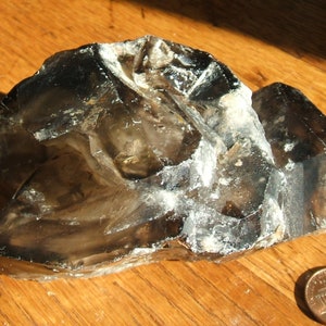 Dark Smoky Quartz Crystal with Deep Vugs and Alligator/Elestial Features-Scepter Formation