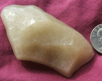 Libyan Desert Glass-Deep Dark Green Coloring-Lustrous, Smooth Sculpted Front-Small Thumbprints-Flat Back-44 Grams