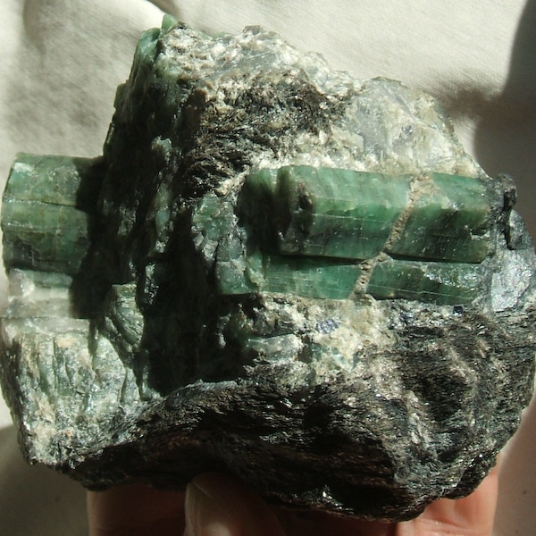 Emeralds in Matrix-Many Large Crystals-Awesome Display Piece-Opens Heart Chakra-Stone of Love and Romance-Promotes Truthfulness-