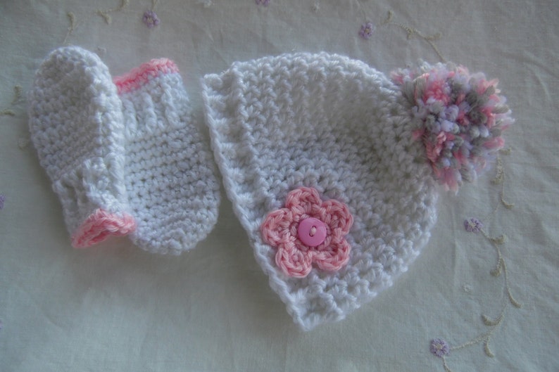 Infant Hat and Mitten Set Baby Girl Hat and Mitten Set Etsy