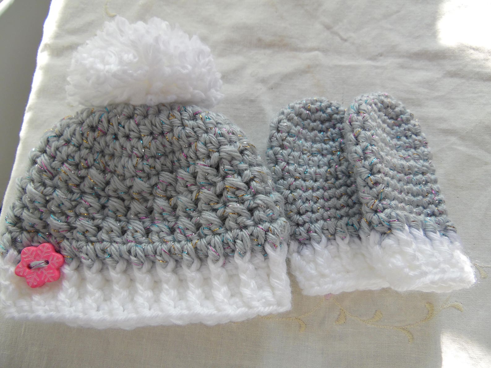 Infant Hat and Mitten Set Baby Girl Hat and Mitten Set Etsy