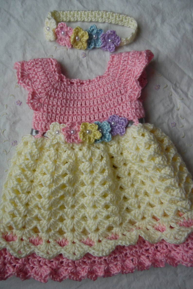 Handmade Baby Crochet Dress and Headband Set READY TO SHIP | Etsy