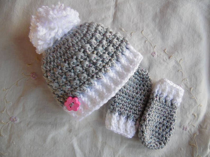 Infant Hat and Mitten Set Baby Girl Hat and Mitten Set Etsy