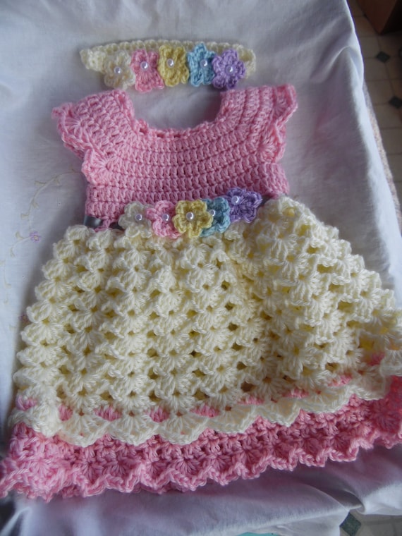 Handmade Baby Crochet Dress and Headband Set READY TO SHIP | Etsy