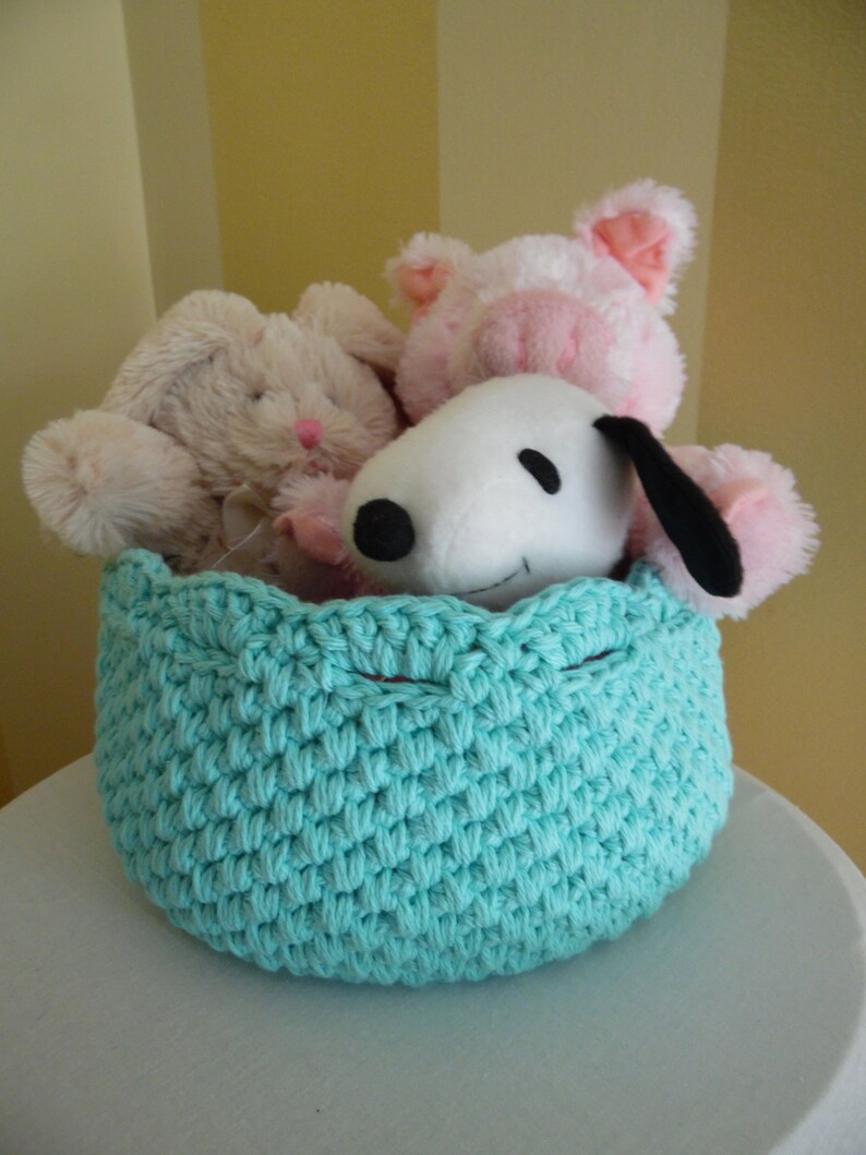 Round Crochet Cotton Basket Kitchen Basket Toy Basket Yarn Etsy