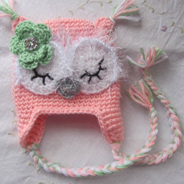 Newborn (Infant),3-6 Months,6-12 Months,1-2 Year Baby Owl Hat ( Made to Order) Pink Owl Hat, Croched Owl Hat, Baby Gift,