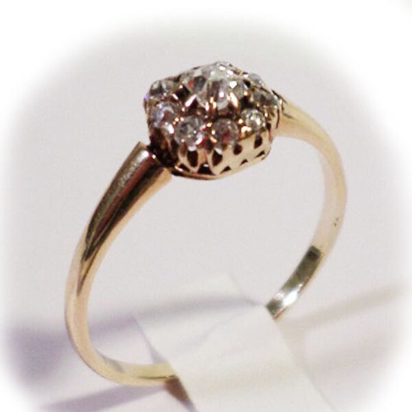 Elegant Antique Early 1900s European Cut Diamond 14k Yellow Gold Engagement Ring