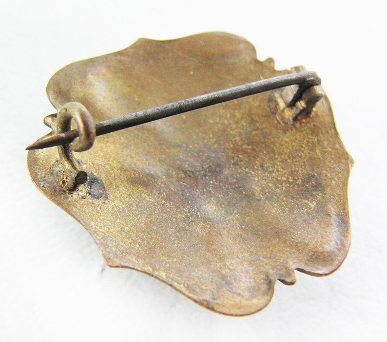 Vintage Art Nouveau Enamel Over Copper Pin Brooch