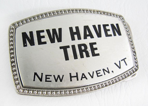 Big Vintage New Haven Tire New Haven Vt Alumaline Belt Buckle Etsy