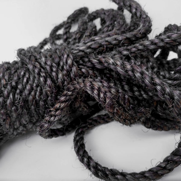 Black Sisal Rope, Dark Purple Sisal Rope, Dyed Raven Color: 1/4", 5/16", 3/8" or 1/2"
