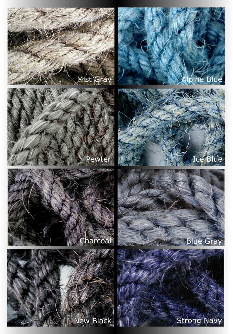 Gray Sisal Rope, Silver Sisal Rope, Dyed Pewter Color: 1/4, 5/16, 3/8 or 1/2 image 4