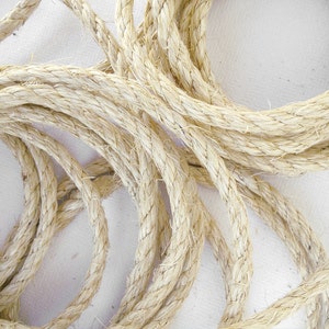 Natural Sisal Rope, Unoiled Chemical-Free Sisal: 3/16", 1/4", 5/16" or 3/8"