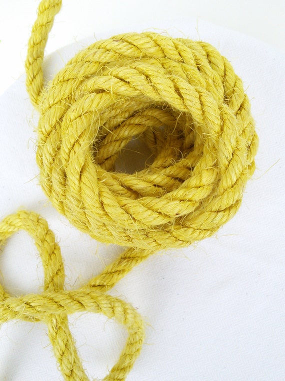 Yellow Sisal Rope, Dyed Citrus Yellow Color: 1/4, 5/16, 3/8 or 1/2