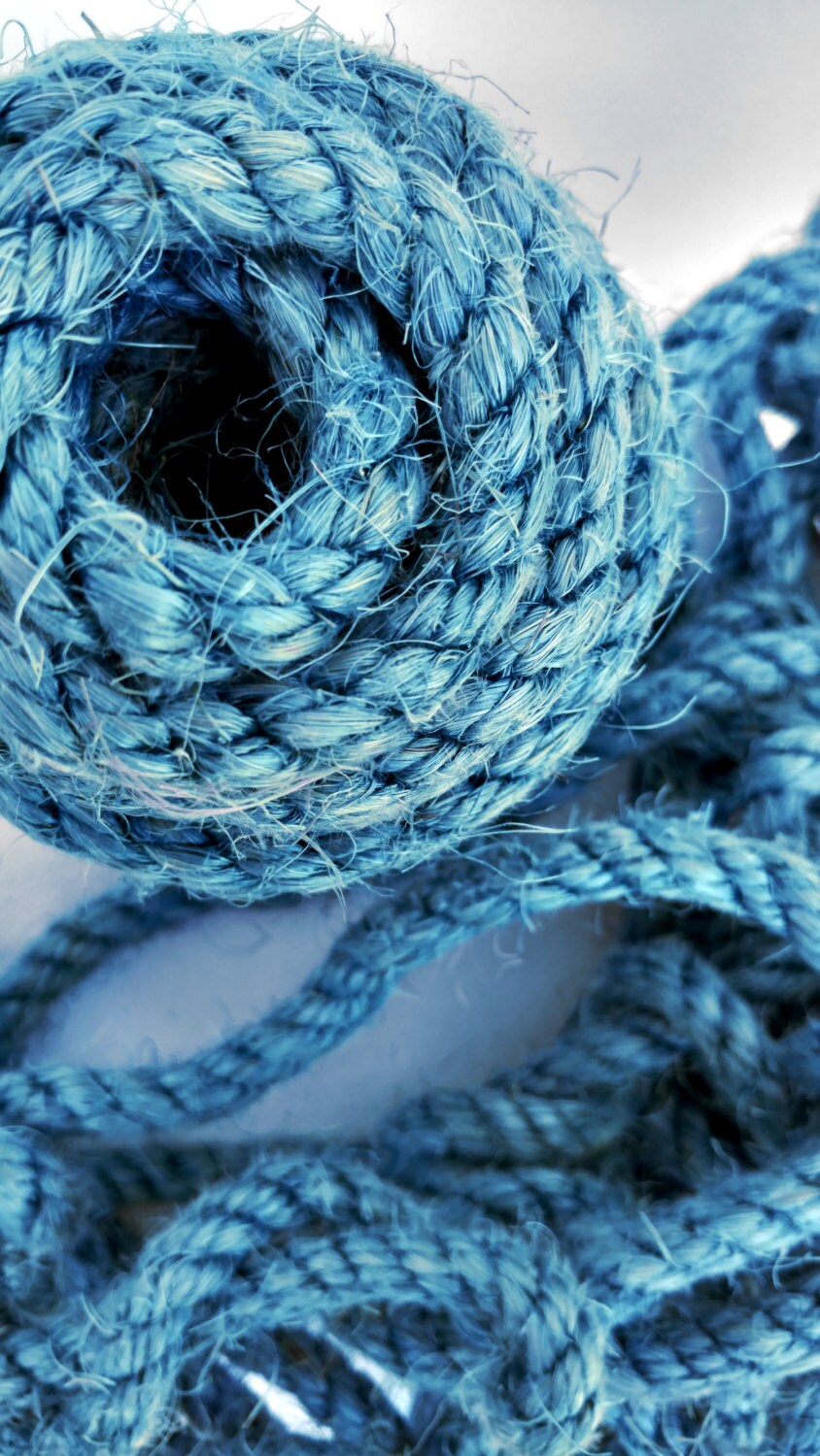 Blue Sisal Rope, Dyed Alpine Blue Color:  1/4", 5/16", 3/8" or 1/2"